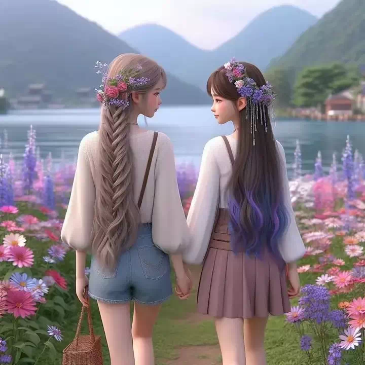 Stylish matching friendship DP for girls