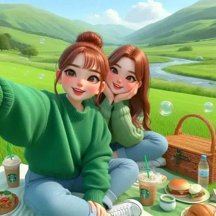 Stylish matching friendship DP for girls