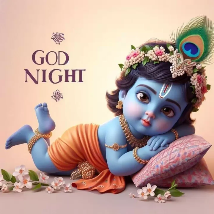 Lord Krishna Good Night Images for WhatsApp DP