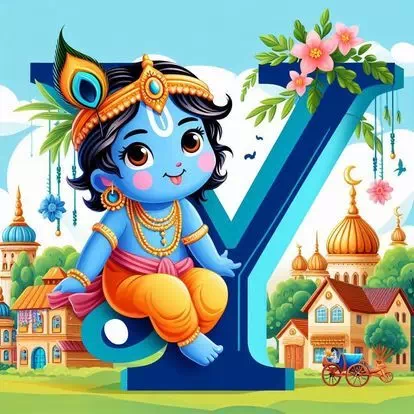 Cute Lord krishna Letter Dp for Whatsapp