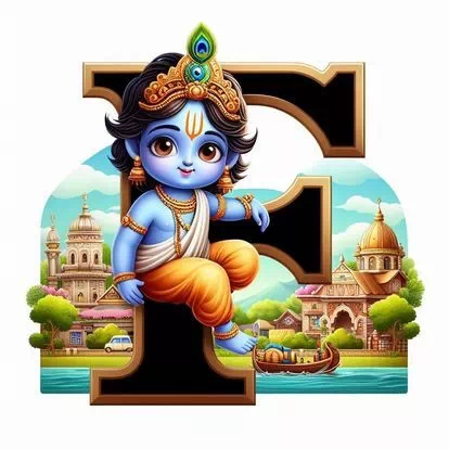 Cute God krishna Letter Dp for Whatsapp