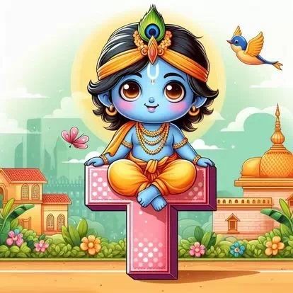 Cute God krishna Letter Dp for Whatsapp