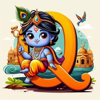 Cute God krishna Letter Dp for Whatsapp