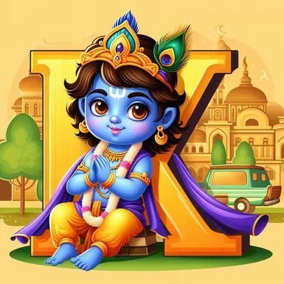 Cute God krishna Letter Dp for Whatsapp