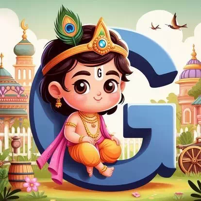 Cute Lord krishna Letter Dp for Whatsapp