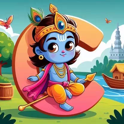 Cute Lord krishna Letter Dp for Whatsapp