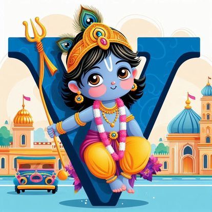 God Krishna Alphabet Letter DP