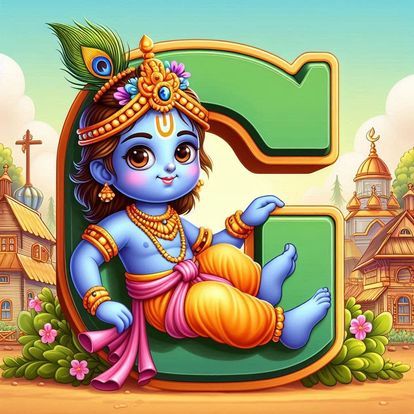 God Krishna Alphabet Letter DP