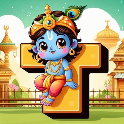 God Krishna Alphabet Letter DP