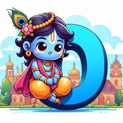 God Krishna Alphabet Letter DP