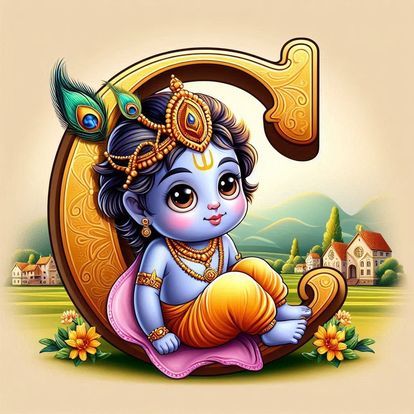 God Krishna Alphabet Letter DP