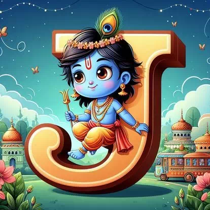 Beautiful God Krishna letter wallpaper for WhatsApp