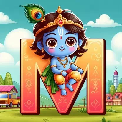 God Krishna Alphabet Letter DPz
