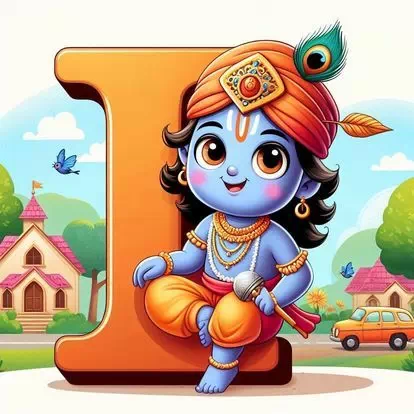 God Krishna Alphabet Letter DPz