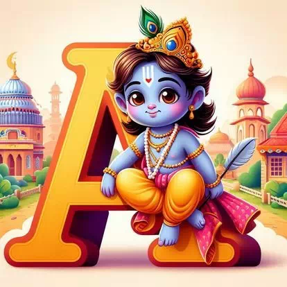 God Krishna Alphabet Letter DP