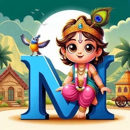 Stylish Krishna letter DP for Instagram profile