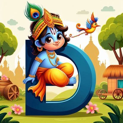 God Krishna Alphabet Letter DP