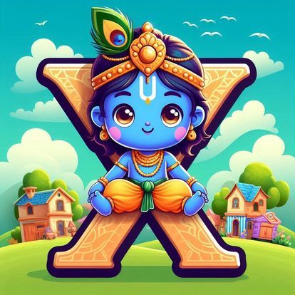 God Krishna Alphabet Letter DP