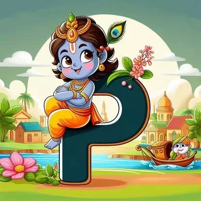 Stylish Krishna letter DP for Instagram profile