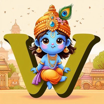 God Krishna Alphabet Letter DP