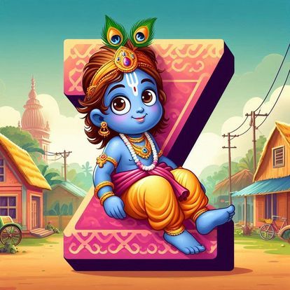 God Krishna Alphabet Letter DP