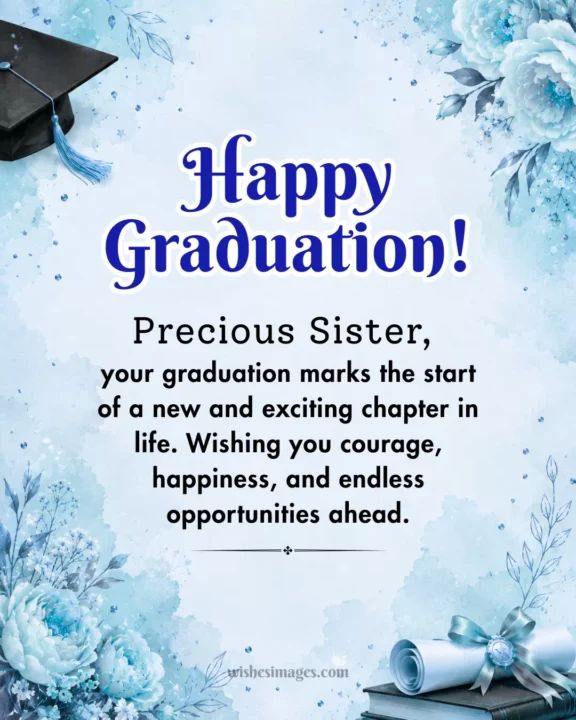 Heart-Touching Graduation wishes images for Sister