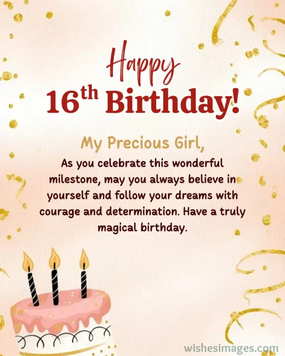 Heartfelt Sweet 16th Birthday Wishes for Daughter